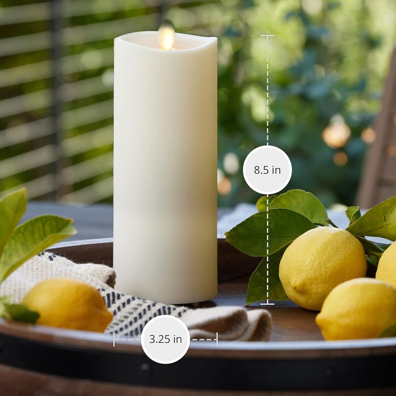 LUMINARA Realistic Artificial Moving Flame Outdoor Pillar Candle - Moving Flame LED Battery Operated Lights for Outside Christmas, Thanksgiving - Remote Ready - Remote Sold Separately - 3.25" x 8.5" - Image 5